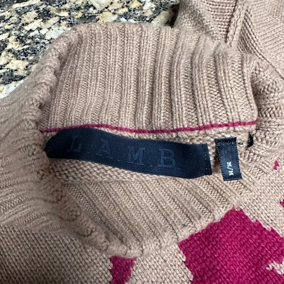 L.A.M.B. By Gwen Stefani Tan Sweater w/Elbow Patches - Size Medium - Picture 3 of 7